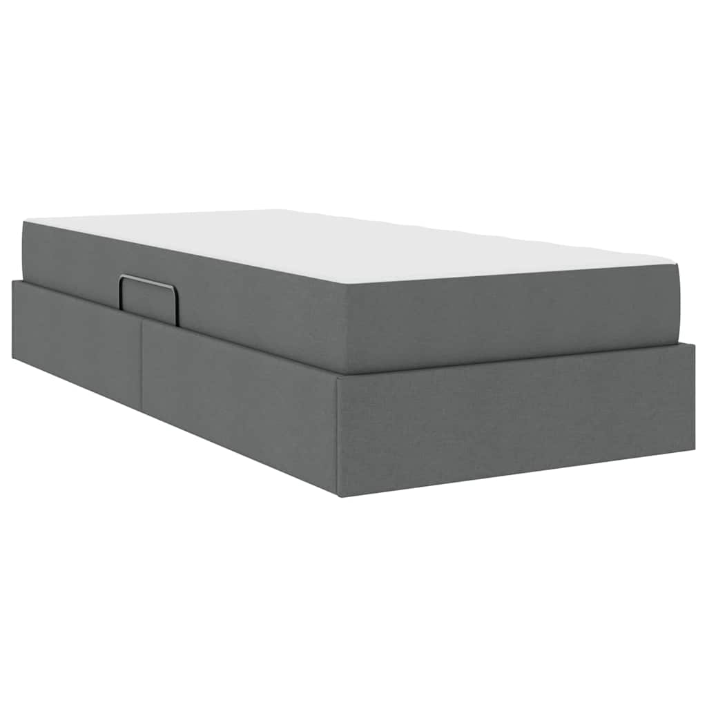 Single Dark Grey Polyester Bed with Under-Bed Storage