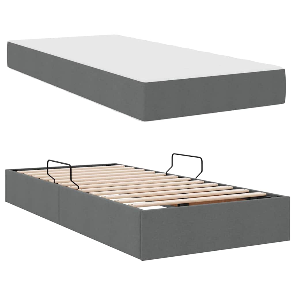 Single Dark Grey Polyester Bed with Under-Bed Storage