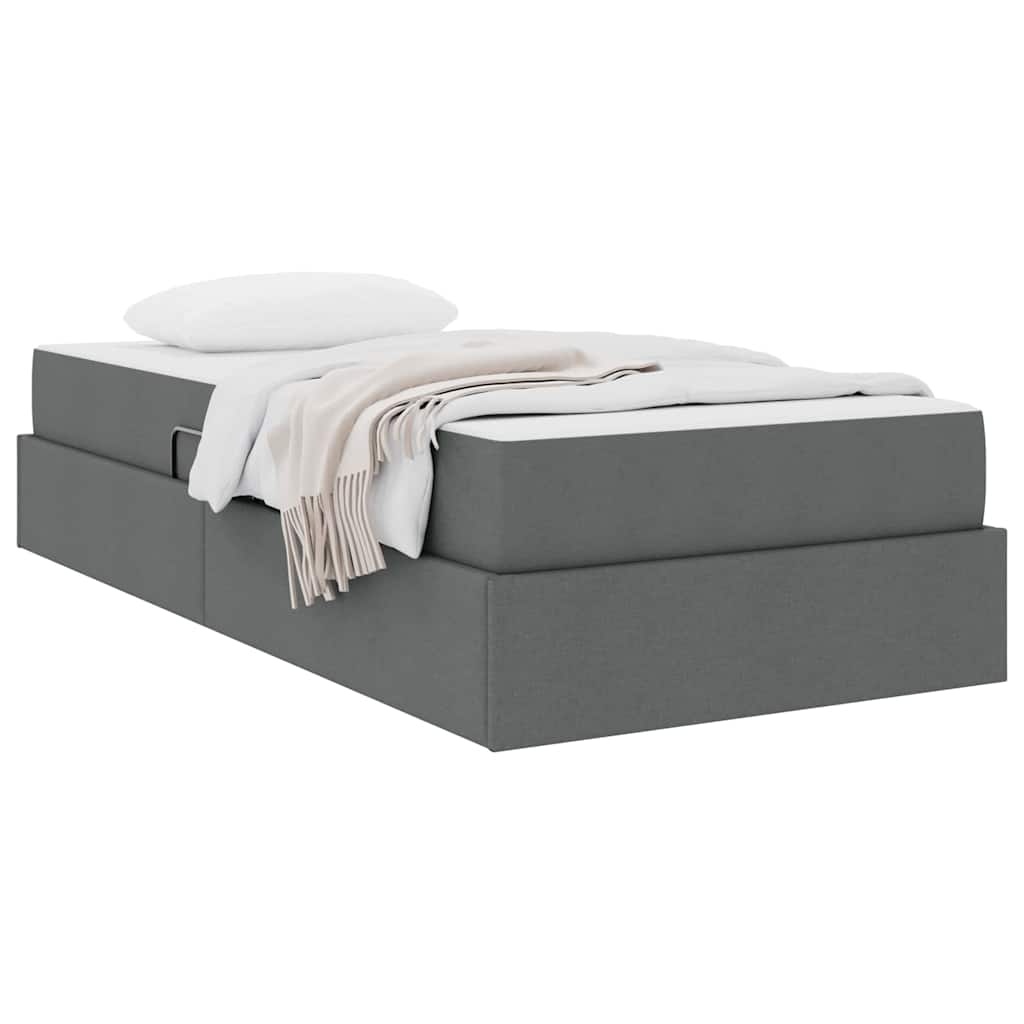 Single Dark Grey Polyester Bed with Under-Bed Storage