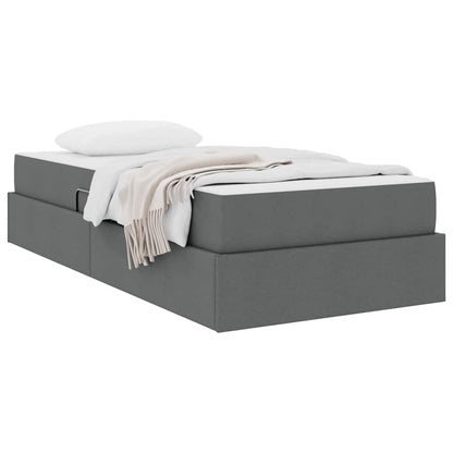 Single Dark Grey Polyester Bed with Under-Bed Storage