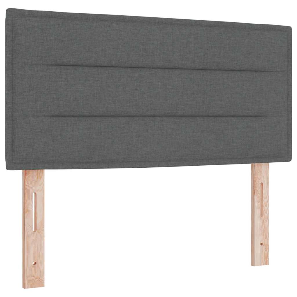 King Single Box Bed with Dark Grey and White Fabric Mattress