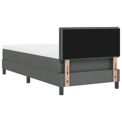 King Single Box Bed with Dark Grey and White Fabric Mattress