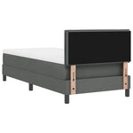 King Single Box Bed with Dark Grey and White Fabric Mattress