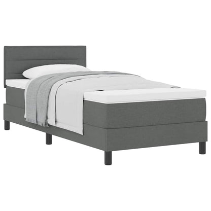 King Single Box Bed with Dark Grey and White Fabric Mattress