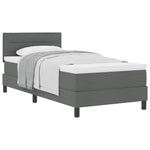 King Single Box Bed with Dark Grey and White Fabric Mattress