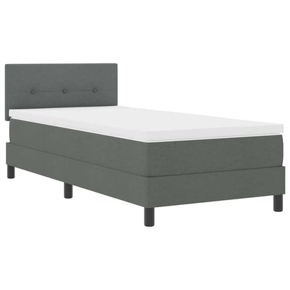 King Single Box Bed with Dark Grey and White Fabric Mattress