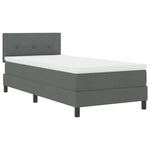 King Single Box Bed with Dark Grey and White Fabric Mattress
