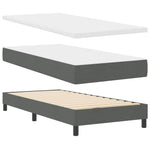 King Single Box Bed with Dark Grey and White Fabric Mattress