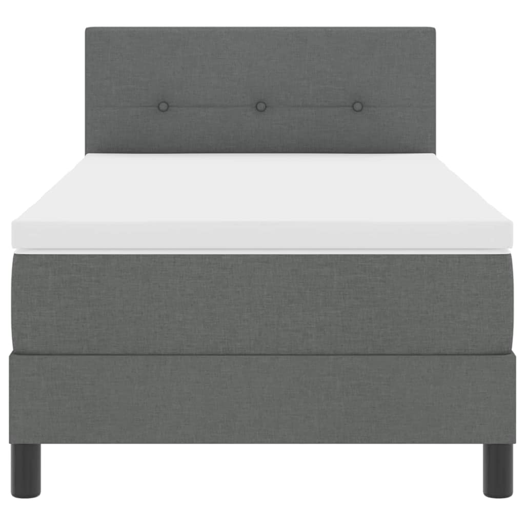 King Single Box Bed with Dark Grey and White Fabric Mattress