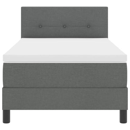 King Single Box Bed with Dark Grey and White Fabric Mattress