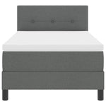 King Single Box Bed with Dark Grey and White Fabric Mattress