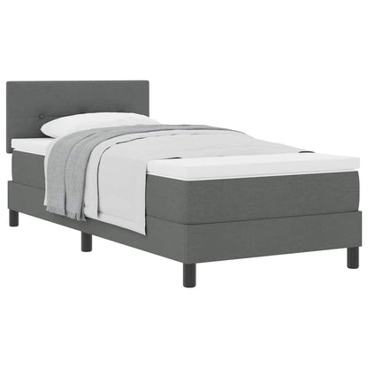 King Single Box Bed with Dark Grey and White Fabric Mattress