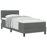 King Single Box Bed with Dark Grey and White Fabric Mattress