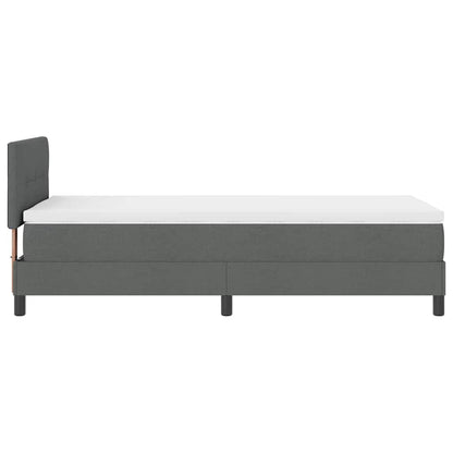 King Single Box Bed with Dark Grey and White Fabric Mattress