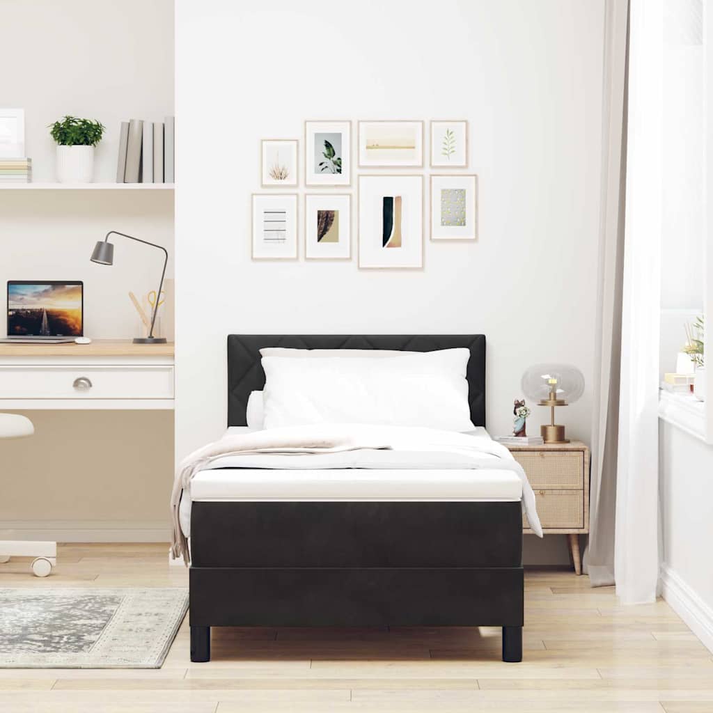 Black and White King Single Box Spring Bed with Durable Fabric Frame