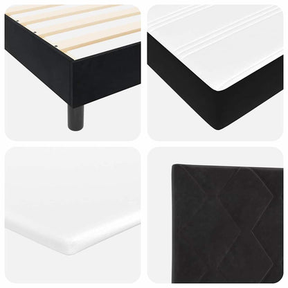 Black and White Box Spring Bed Fabric Frame with Medium Firm Mattress