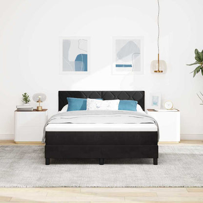 Black and White Box Spring Bed Fabric Frame with Medium Firm Mattress