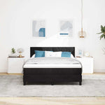 Black and White Box Spring Bed Fabric Frame with Medium Firm Mattress