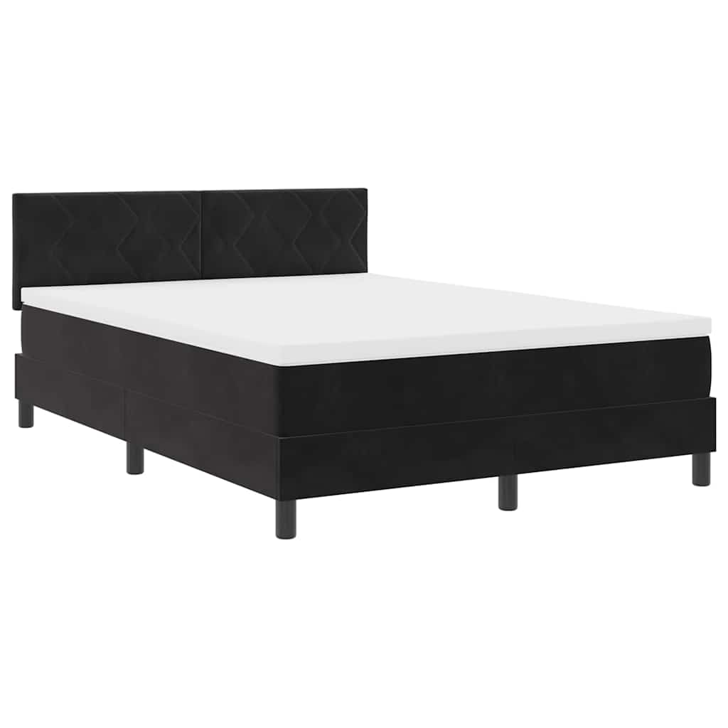 Black and White Box Spring Bed Fabric Frame with Medium Firm Mattress