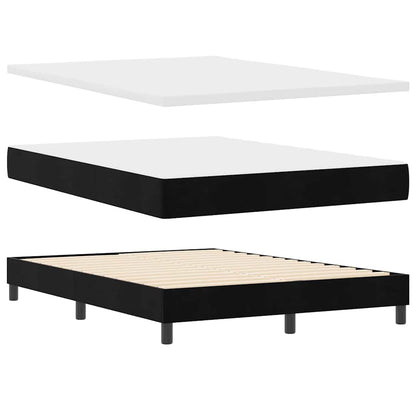 Black and White Box Spring Bed Fabric Frame with Medium Firm Mattress