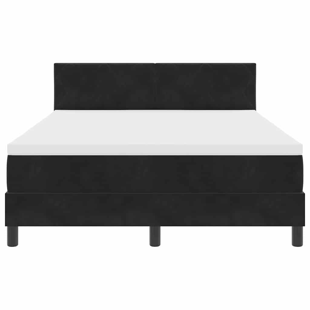 Black and White Box Spring Bed Fabric Frame with Medium Firm Mattress