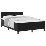 Black and White Box Spring Bed Fabric Frame with Medium Firm Mattress