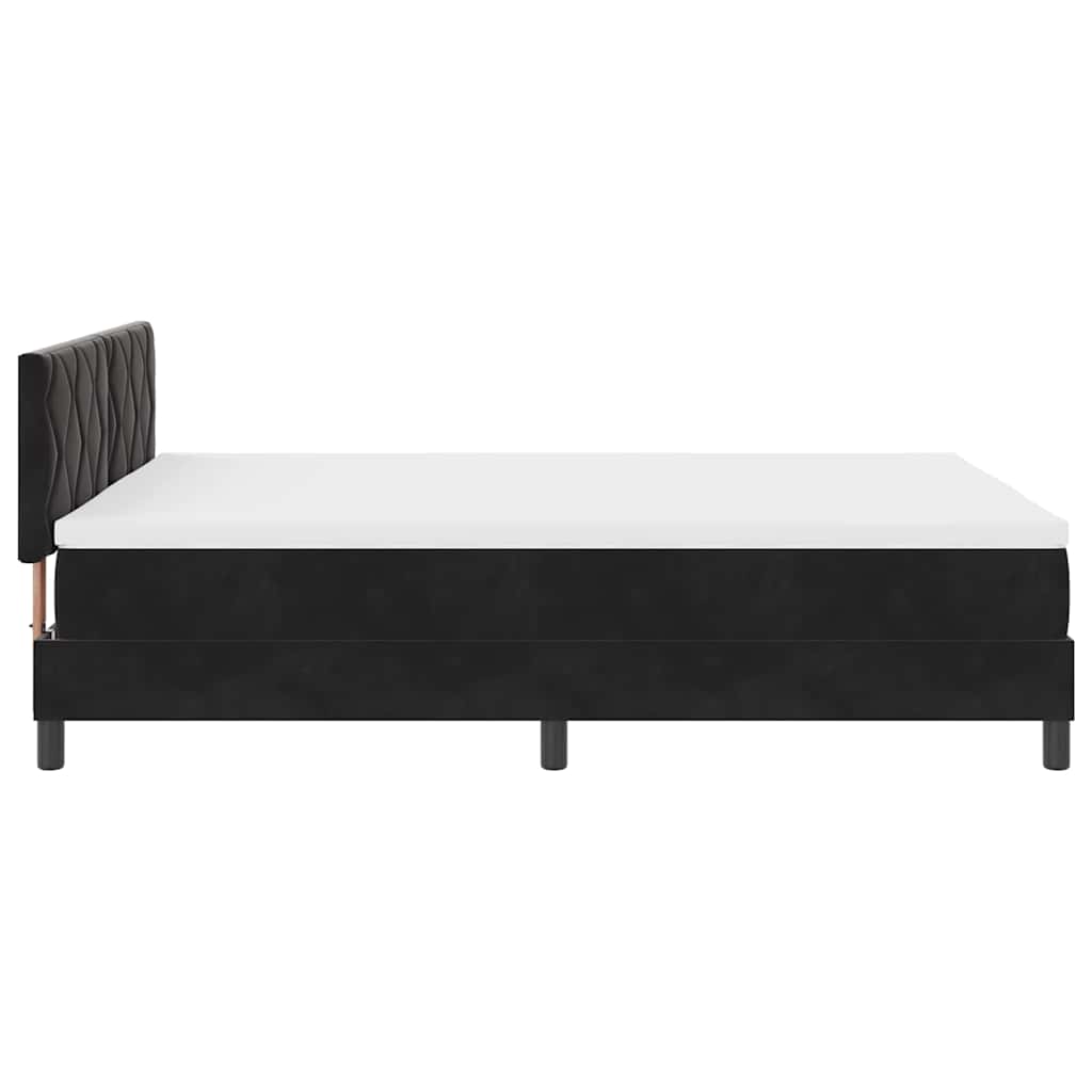 Black and White Box Spring Bed Fabric Frame with Medium Firm Mattress