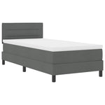 Dark Grey and White Fabric Box Spring Bed with Foam Mattress and LED Headboard