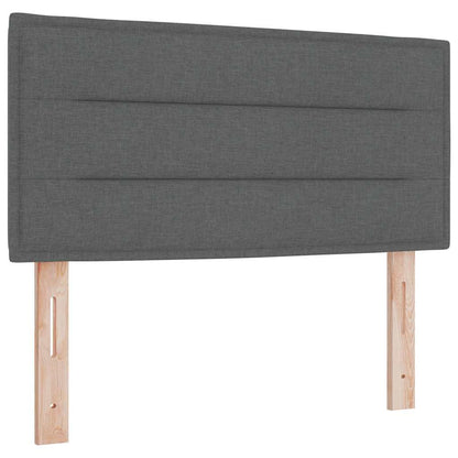 Dark Grey and White Fabric Box Spring Bed with Foam Mattress and LED Headboard