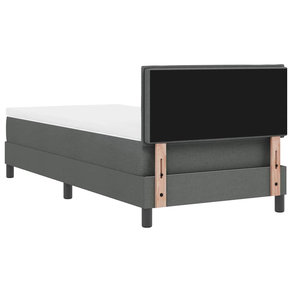 Dark Grey and White Fabric Box Spring Bed with Foam Mattress and LED Headboard