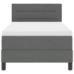 Dark Grey and White Fabric Box Spring Bed with Foam Mattress and LED Headboard