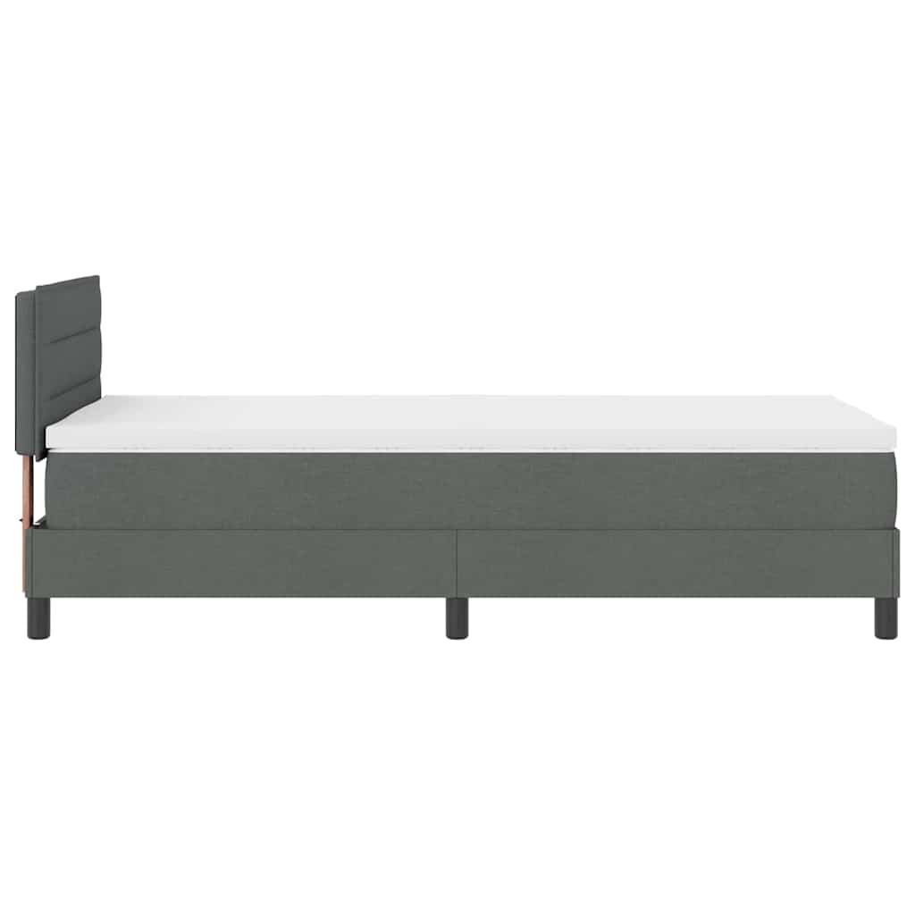 Dark Grey and White Fabric Box Spring Bed with Foam Mattress and LED Headboard