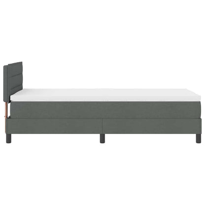 Dark Grey and White Fabric Box Spring Bed with Foam Mattress and LED Headboard