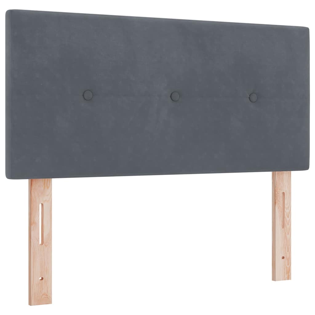 Dark Grey and White Box Spring Bed Fabric with Foam Mattress and LED Headboard