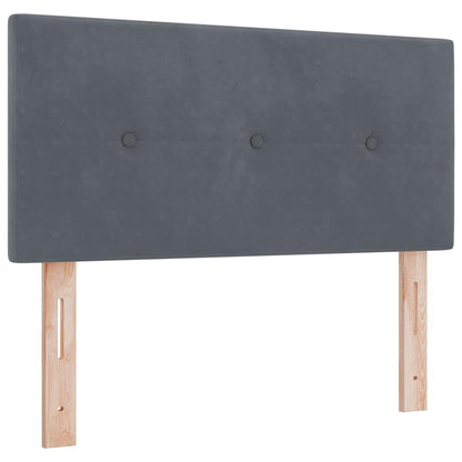 Dark Grey and White Box Spring Bed Fabric with Foam Mattress and LED Headboard