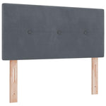 Dark Grey and White Box Spring Bed Fabric with Foam Mattress and LED Headboard