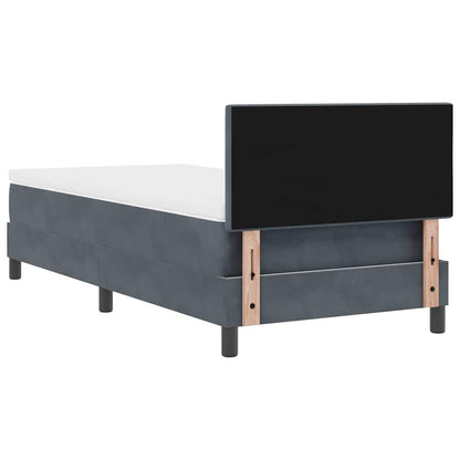 Dark Grey and White Box Spring Bed Fabric with Foam Mattress and LED Headboard