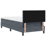 Dark Grey and White Box Spring Bed Fabric with Foam Mattress and LED Headboard