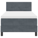 Dark Grey and White Box Spring Bed Fabric with Foam Mattress and LED Headboard