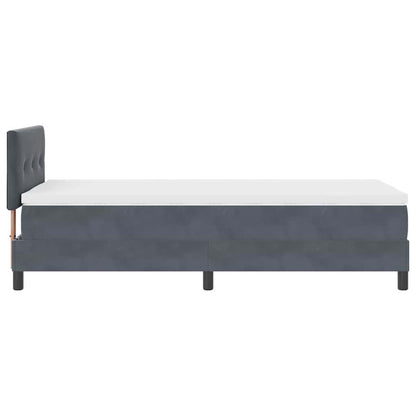 Dark Grey and White Box Spring Bed Fabric with Foam Mattress and LED Headboard