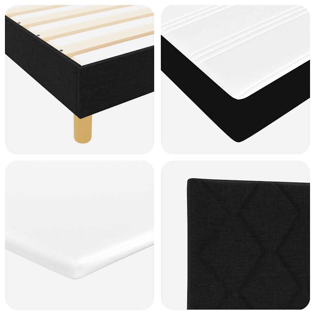 King Single Bed in Black and White Fabric with Adjustable Headboard
