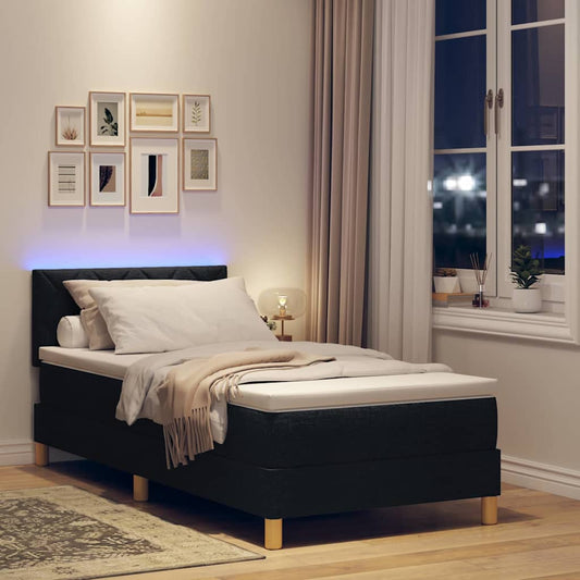 King Single Bed in Black and White Fabric with Adjustable Headboard