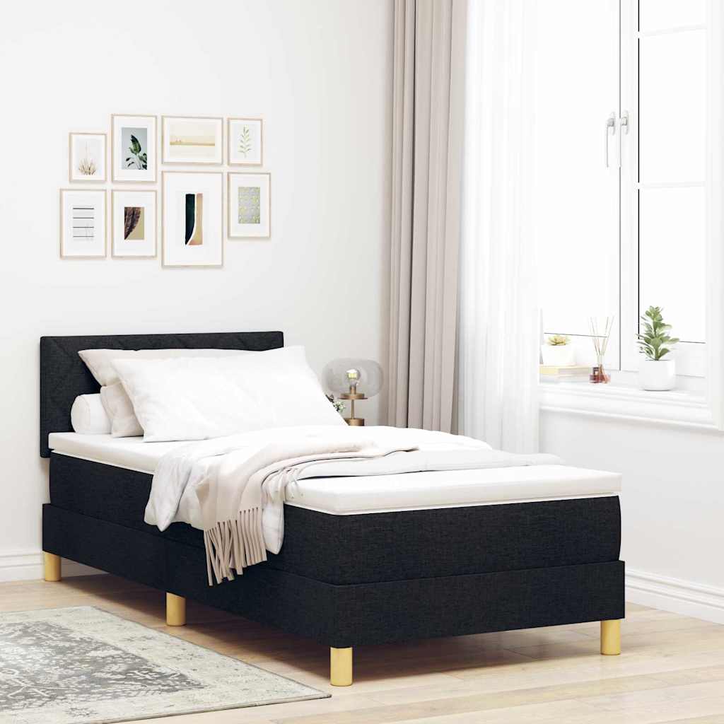 King Single Bed in Black and White Fabric with Adjustable Headboard