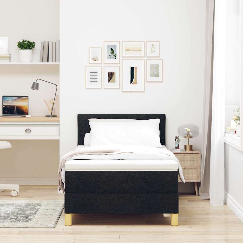 King Single Bed in Black and White Fabric with Adjustable Headboard