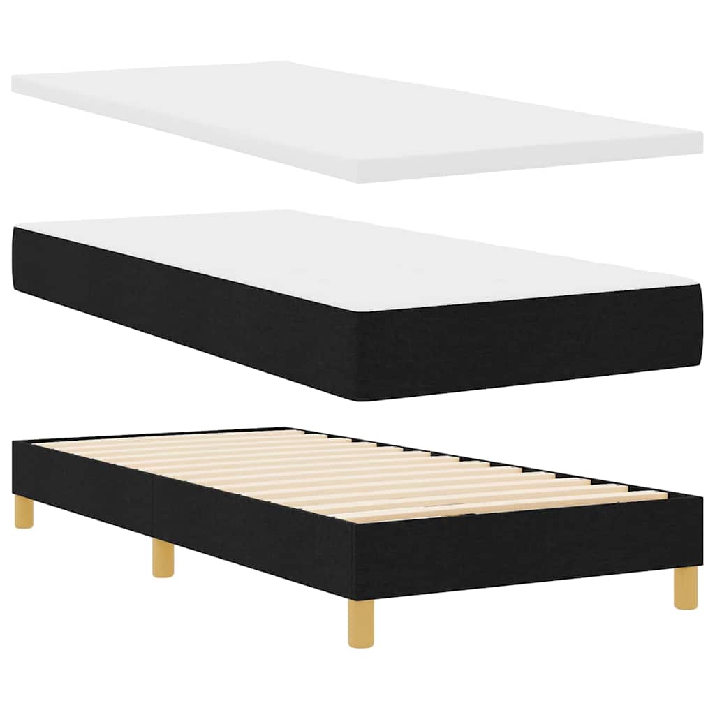 King Single Bed in Black and White Fabric with Adjustable Headboard