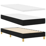 King Single Bed in Black and White Fabric with Adjustable Headboard