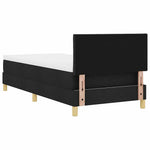 King Single Bed in Black and White Fabric with Adjustable Headboard