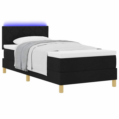 King Single Bed in Black and White Fabric with Adjustable Headboard