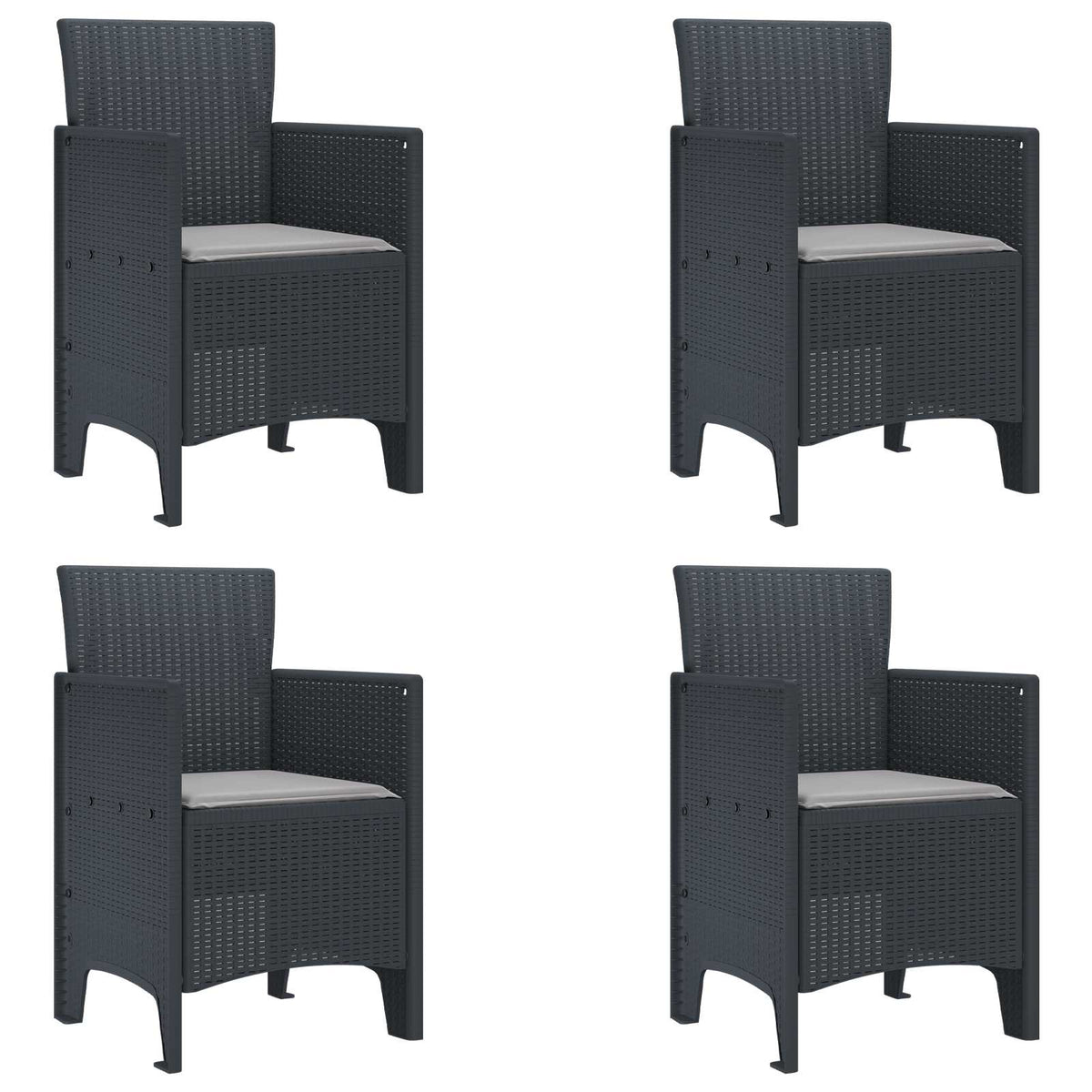 Functional Garden Chair 4 pcs Anthracite Lounge Area Patio Relax 