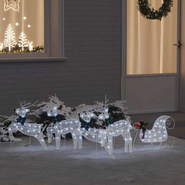  Functional LED Reindeers 5 pcs White Fabric - Durable Construction